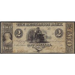 1850's $2 The Mechanics Bank Obsolete Note