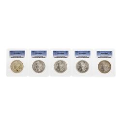 Lot of (5) 1896 $1 Morgan Silver Dollar Coins PCGS MS63