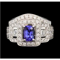 18KT White Gold 1.09ctw Tanzanite and Diamond Ring