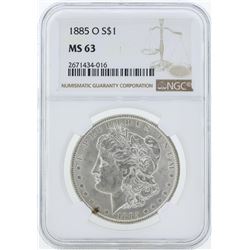 1885-O $1 Morgan Silver Dollar Coin NGC MS63