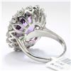 Image 2 : 14KT White Gold 13.26ctw Oval Cut Natural Amethyst Diamond Band Ring