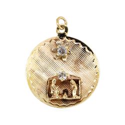 14KT Yellow Gold 0.10ctw Diamond Nativity Pendant