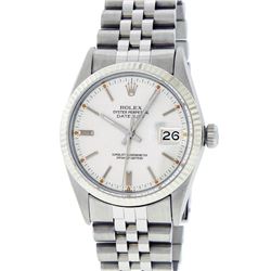 Rolex Mens Stainless Steel Silver Index Datejust Wristwatch