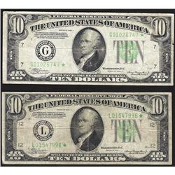 Lot of (2) 1934A $10 Federal Reserve STAR Notes