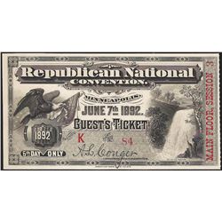 1892 Republican National Convention Ticket