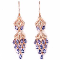 Natural Tanzanite Rose Pink Long Earrings