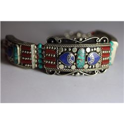 Tibet Hand Made Turquoise Lapiz Lazuli & Coral Bracelet