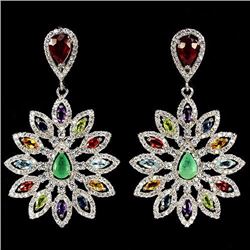 Natural Ruby Emerald Sapphire & Multi Gem Earrings