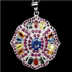 Natural Blue & Fancy Sapphire Ruby 57 Ct Pendant