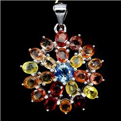 Natural  Fancy Color Sapphire Flower Pendant