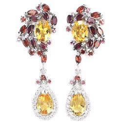 NATURAL CITRINE GARNET RHODOLITE Earrings