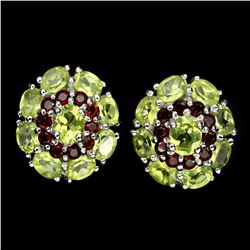 Natural Green Peridot Mozambique Garnet Earrings