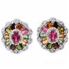 Image 1 : NATURAL MULTI COLOR TOURMALINE FLOWER EARRING