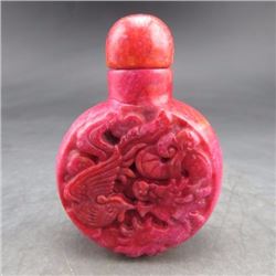 Hand Carved Antique Chinese Jade sculpture Snuff Bottle