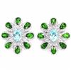 Image 1 : Natural SKY BLUE TOPAZ CHROME DIOPSIDE Earrings