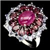 Image 1 : Natural Red/Pink Ruby Garnet Tanzanite 26 Carats Ring