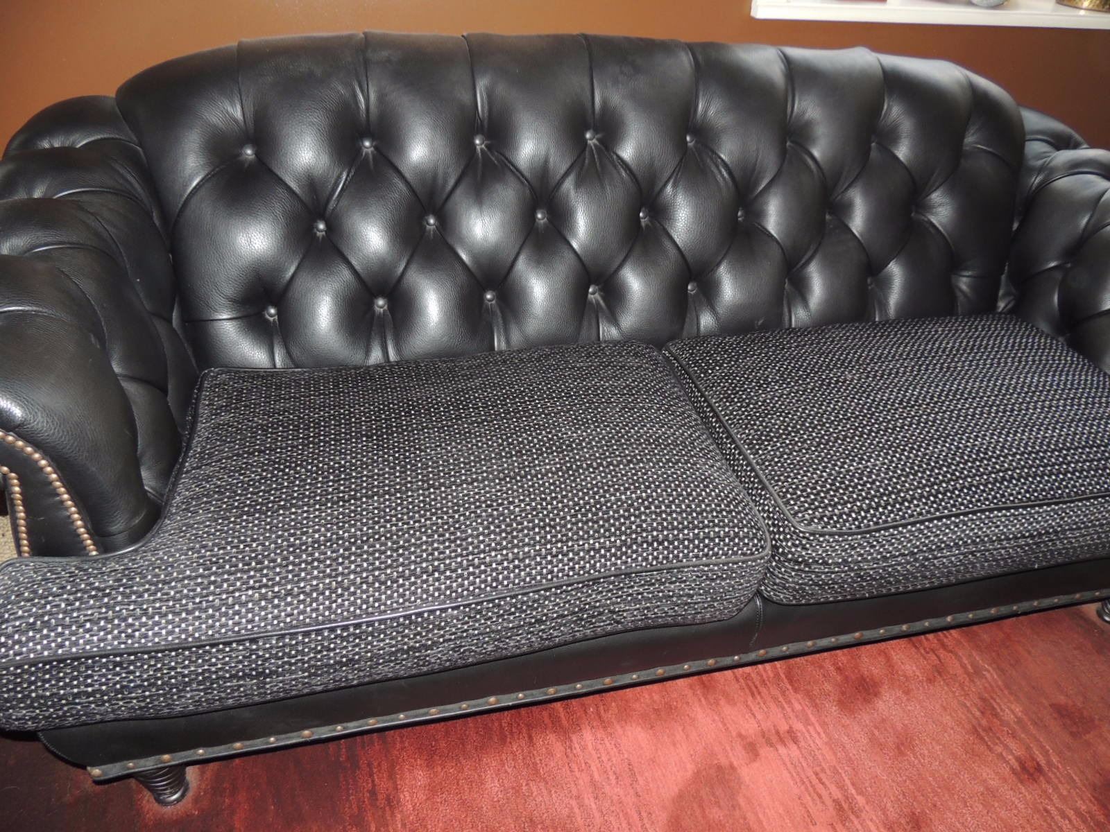 Black Leather Sofa With Fabric Seat Cushions 250 To 500