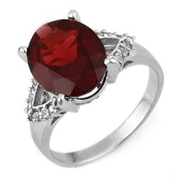 6.20 CTW Garnet & Diamond Ring 10K White Gold - REF-40K2W - 11314