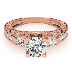 1.63 CTW Certified VS/SI Diamond Solitaire Antique Ring 18K Rose Gold - REF-518R2K - 27286