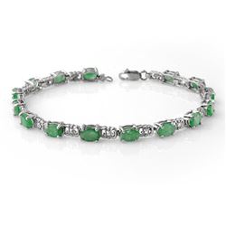 8.10 CTW Emerald Bracelet 10K White Gold - REF-44K2W - 13642