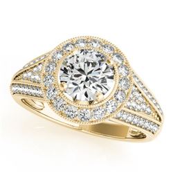 1.70 CTW Certified VS/SI Diamond Solitaire Halo Ring 18K Yellow Gold - REF-416M4F - 26720