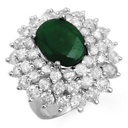 10.02 CTW Emerald & Diamond Ring 18K White Gold - REF-368M4F - 13306