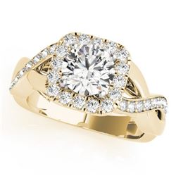 1.40 CTW Certified VS/SI Diamond Solitaire Halo Ring 18K Yellow Gold - REF-235W3H - 26190