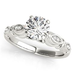 0.40 CTW Certified VS/SI Diamond Solitaire Antique Ring 18K White Gold - REF-77M5F - 27342