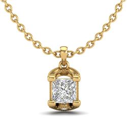 1.25 CTW Princess VS/SI Diamond Solitaire Art Deco Necklace 18K Yellow Gold - REF-315N2A - 37156