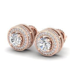 2.09 CTW VS/SI Diamond Solitaire Art Deco Stud Earrings 18K Rose Gold - REF-254K5W - 37140