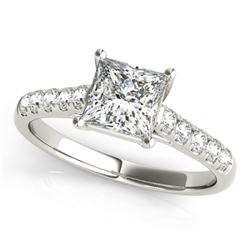 1.30 CTW Certified VS/SI Princess Diamond Ring 18K White Gold - REF-371X5R - 28116