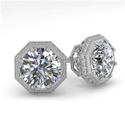 1.0 CTW VS/SI Diamond Stud Solitaire Earrings 18K White Gold - REF-147M3F - 35949
