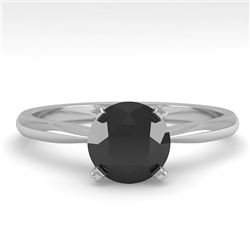 1.0 CTW Black Diamond Engagement Designer Ring 14K White Gold - REF-39X3R - 38455