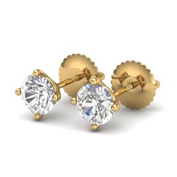 1.01 CTW VS/SI Diamond Solitaire Art Deco Stud Earrings 18K Yellow Gold - REF-180R2K - 37300