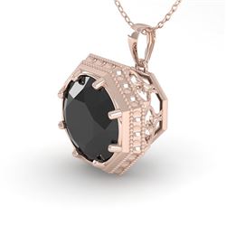 1 CTW Black Diamond Solitaire Necklace 18K Rose Gold - REF-50V9Y - 35996