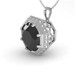 1.50 CTW Black Diamond Solitaire Necklace 18K White Gold - REF-50R9K - 36012