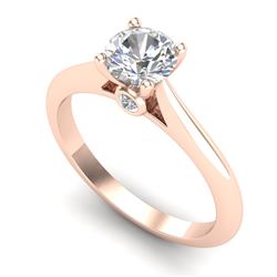 0.83 CTW VS/SI Diamond Solitaire Art Deco Ring 18K Rose Gold - REF-200A2V - 37284