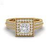 Image 2 : 1.41 CTW Princess VS/SI Diamond Solitaire Micro Pave Ring 18K Yellow Gold - REF-200M2F - 37180