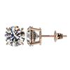 Image 2 : 2.50 CTW Certified H-SI/I Quality Diamond Solitaire Stud Earrings 10K Rose Gold - REF-435M2F - 33101