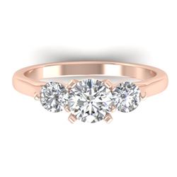 1.37 CTW Certified VS/SI Diamond Art Deco 3 Stone Ring 14K Rose Gold - REF-212F9N - 30484