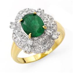 3.31 CTW Emerald & Diamond Ring 14K Yellow Gold - REF-81K8W - 13078