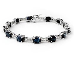 11.39 CTW Blue Sapphire & Diamond Bracelet 14K White Gold - REF-135V6Y - 14166