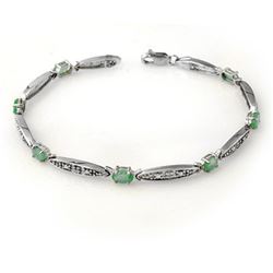 2.07 CTW Emerald & Diamond Bracelet 10K White Gold - REF-36V9Y - 13730