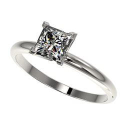 1 CTW Certified VS/SI Quality Princess Diamond Engagement Ring 10K White Gold - REF-297M2F - 32897