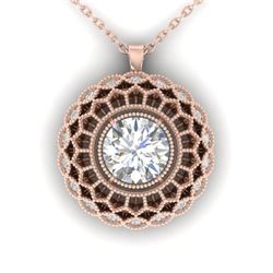 1.25 CTW Certified VS/SI Diamond Art Deco Necklace 14K Rose Gold - REF-360M4F - 30559