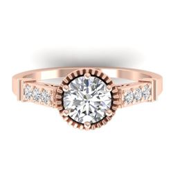 1.22 CTW Certified VS/SI Diamond Solitaire Art Deco Ring 14K Rose Gold - REF-347F8N - 30535