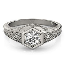 0.40 CTW Certified VS/SI Diamond Solitaire Antique Ring 18K White Gold - REF-70R9K - 27222