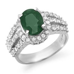 4.70 CTW Emerald & Diamond Ring 18K White Gold - REF-134W9H - 13295