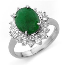 4.85 CTW Emerald & Diamond Ring 18K White Gold - REF-118N2A - 13175