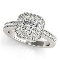 0.80 CTW Certified VS/SI Cushion Diamond Solitaire Halo Ring 18K White Gold - REF-161A3V - 27174